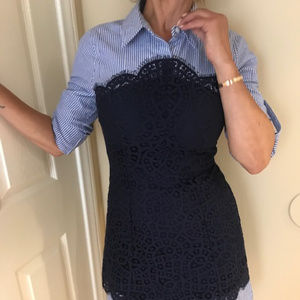 NWT BCBG Kaylin Blue Striped Dress - Size 0